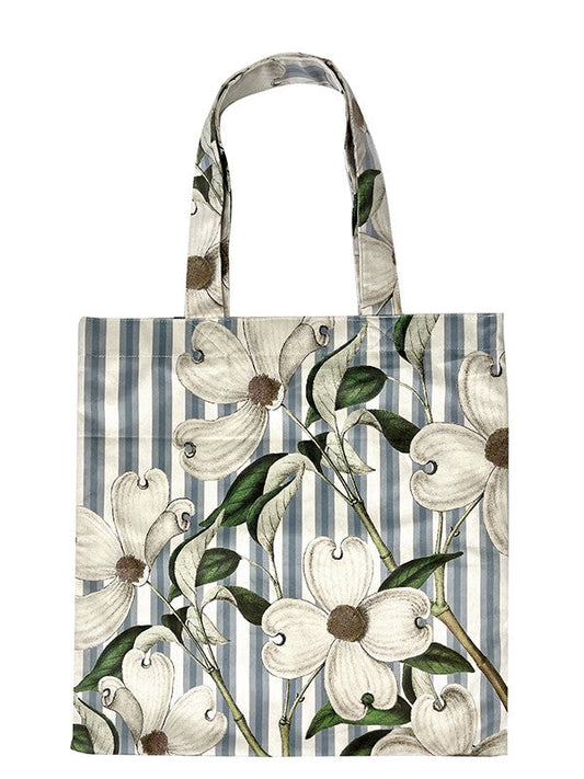 Borsa shopper fantasia fiori e righe