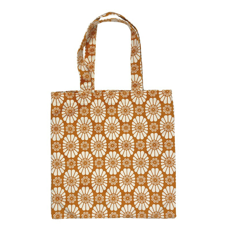 Borsa shopper fantasia geometrica cannella