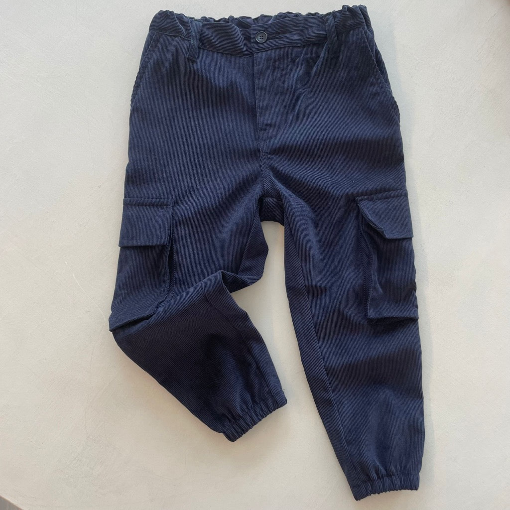 Pantalone cargo in velluto navy